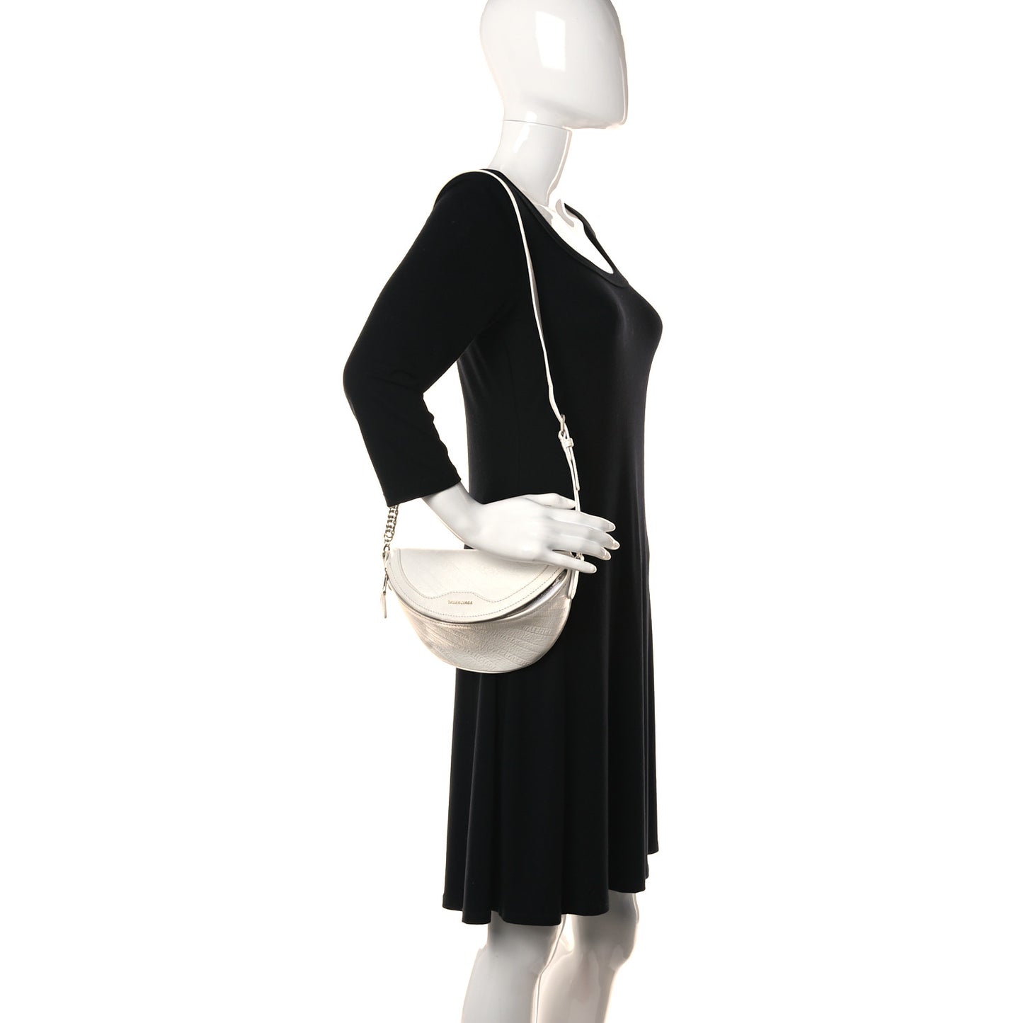 Shiny Goatskin Allover Logo Embossed XXS Souvenir Belt Bag White