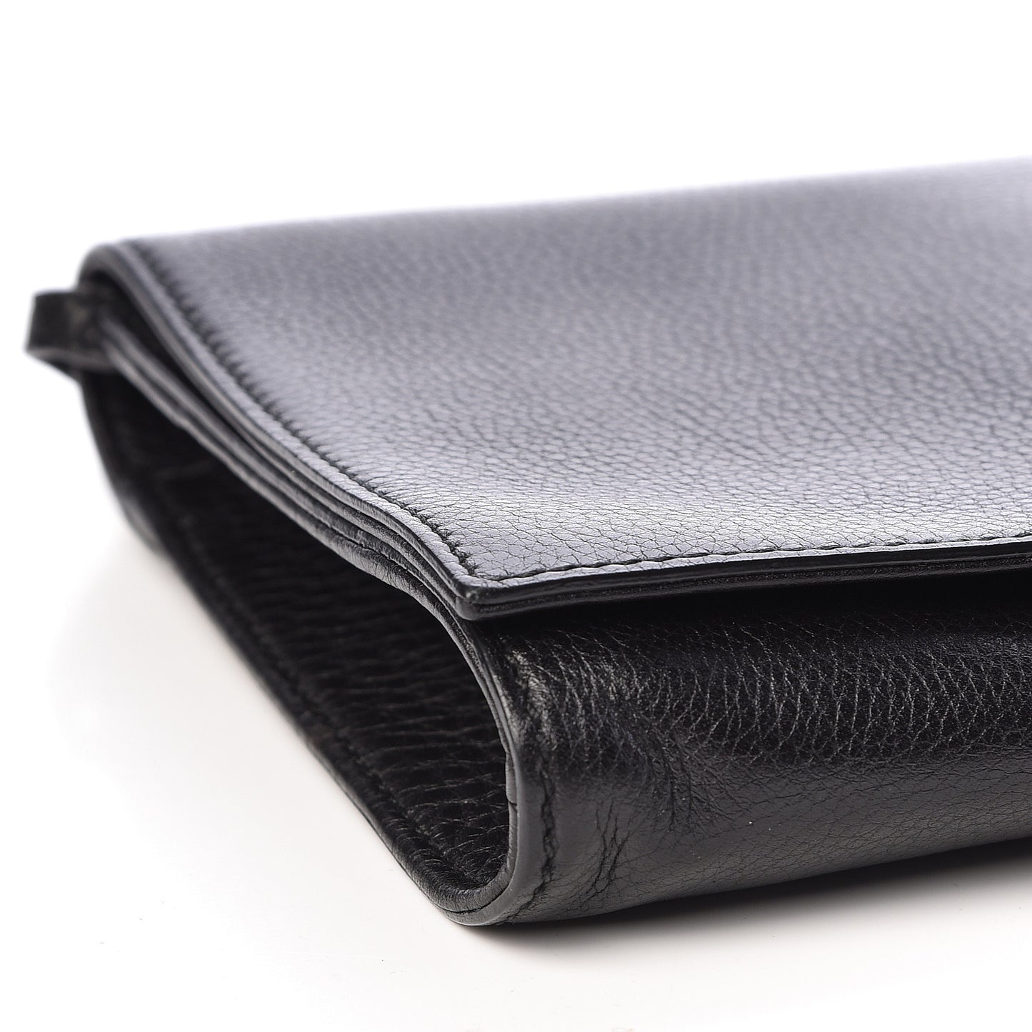 Pebbled Calfskin Medium Soho Clutch Black