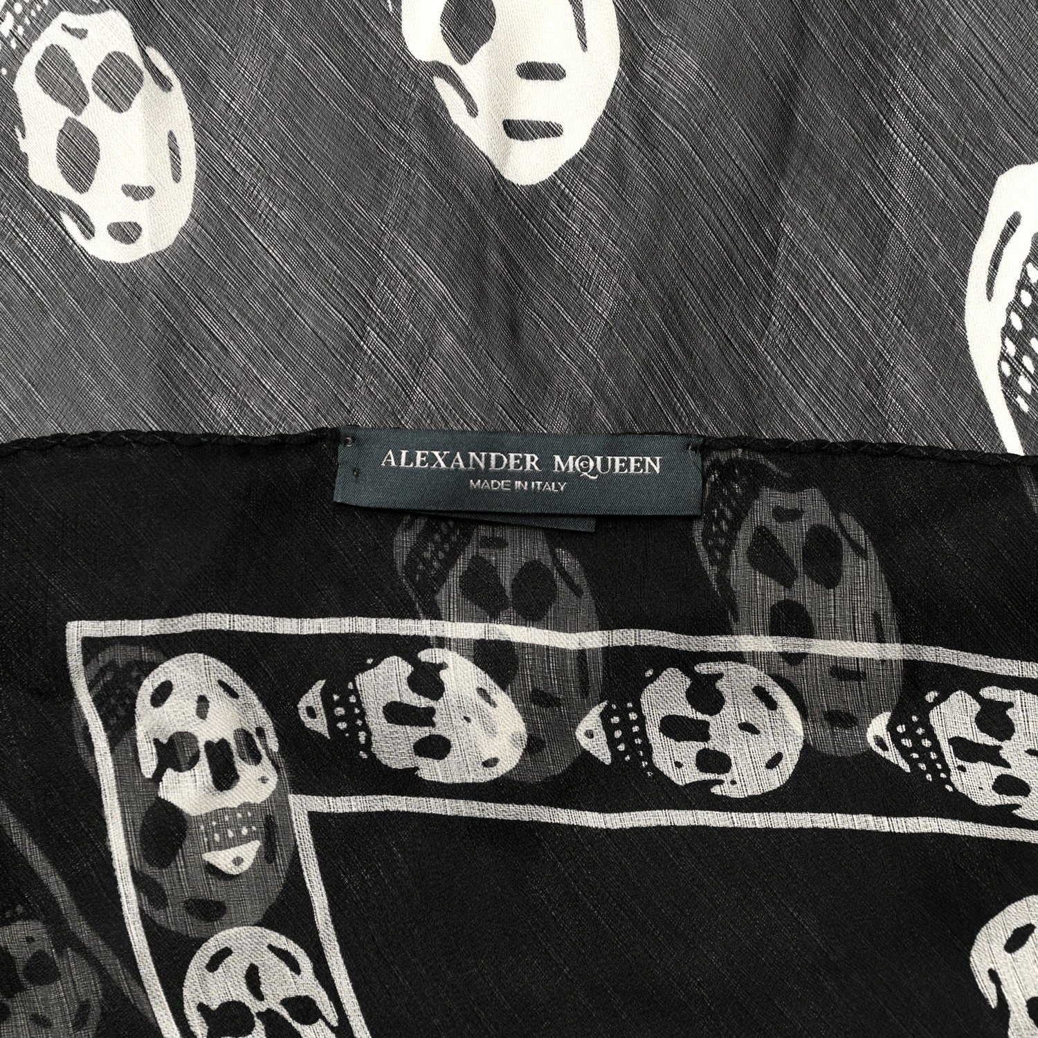 Alexander McQueen Silk Chiffon Skull Scarf Black Ivory 5 of 5
