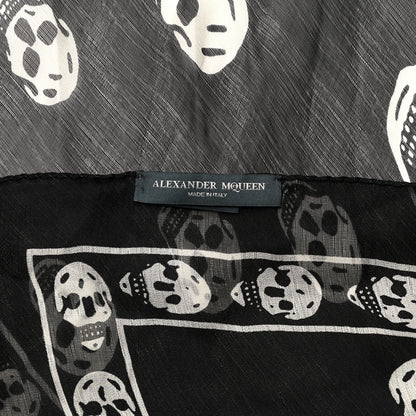 Alexander McQueen Silk Chiffon Skull Scarf Black Ivory 5 of 5