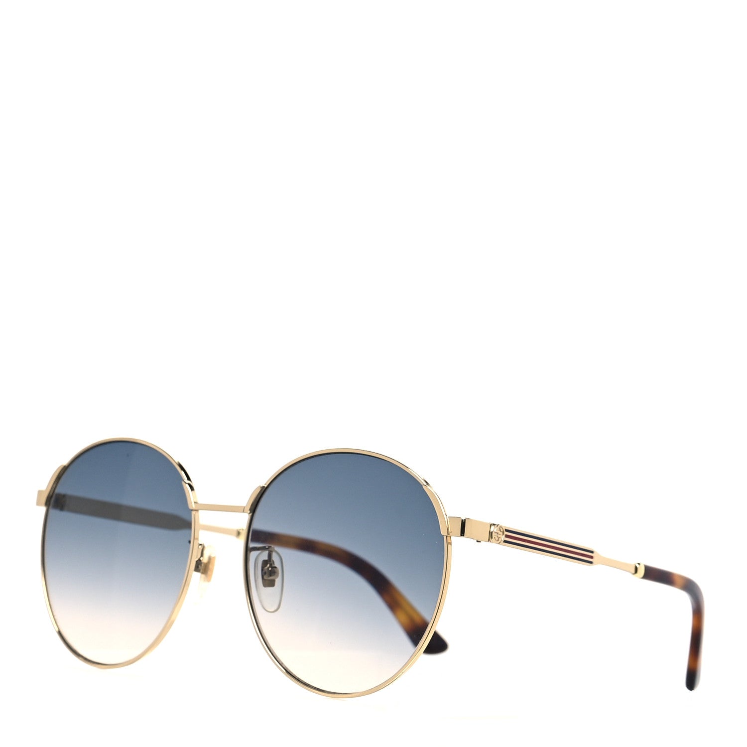 Gucci Web Round Sunglasses GG0206SK Gold 1 of 8
