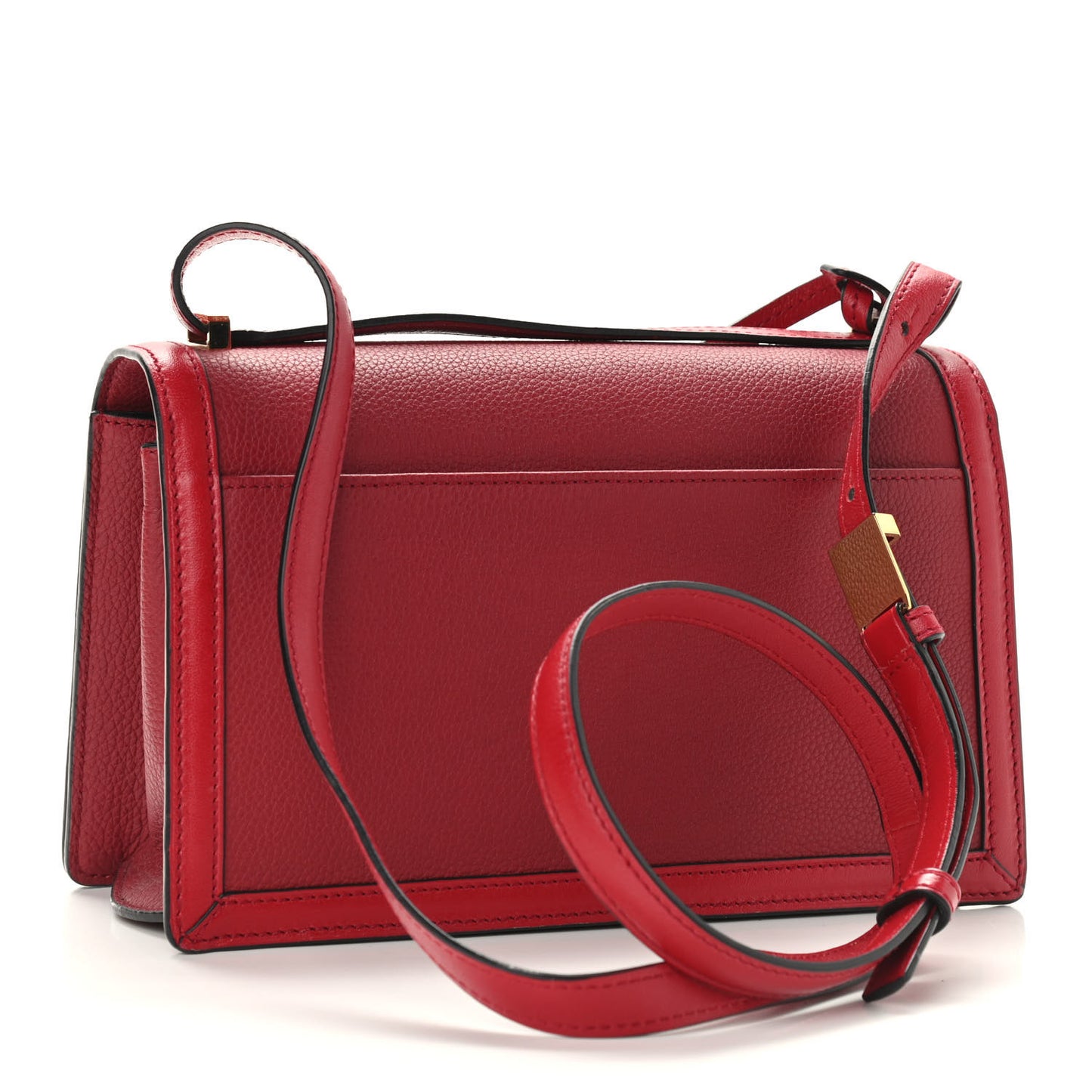 Grained Calfskin Medium Barcelona Shoulder Bag Scarlet Red