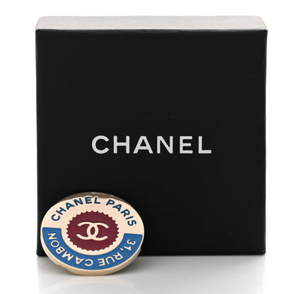 Chanel Enamel Rue Cambon CC Pin Brooch Blue Red Gold 4 of 4