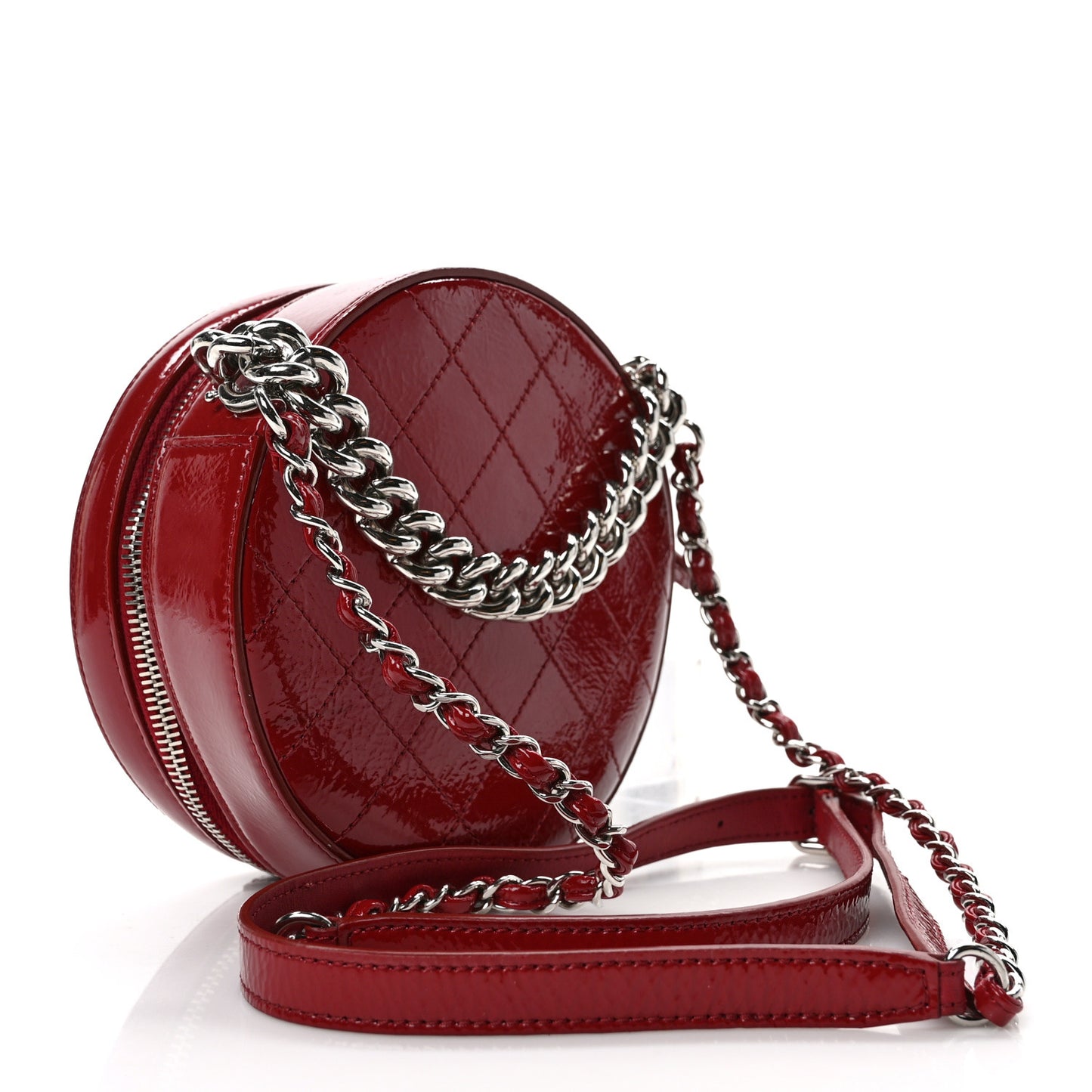 Patent Round As Earth Evening Bag Red