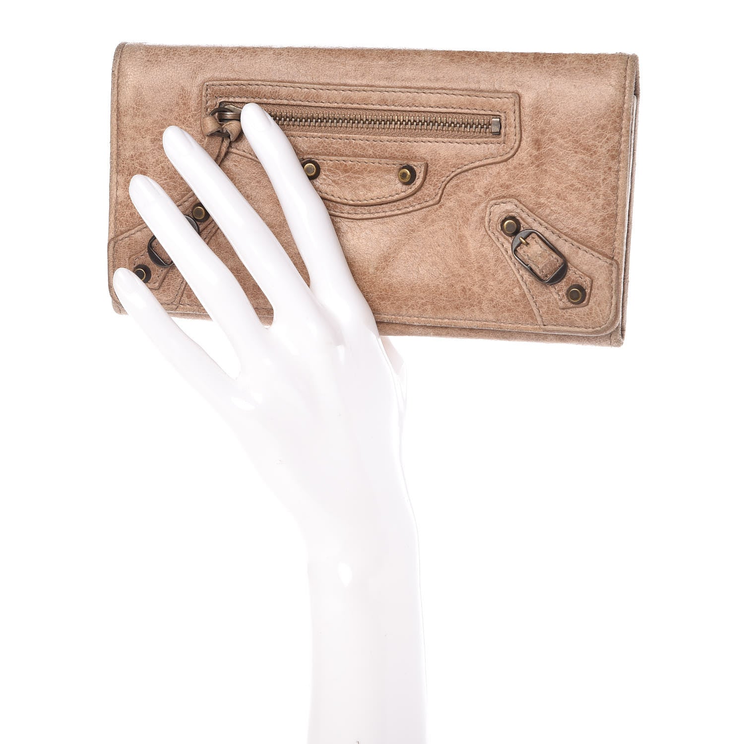 Balenciaga Agneau Classic Hardware Money Wallet Seigle 2 of 12