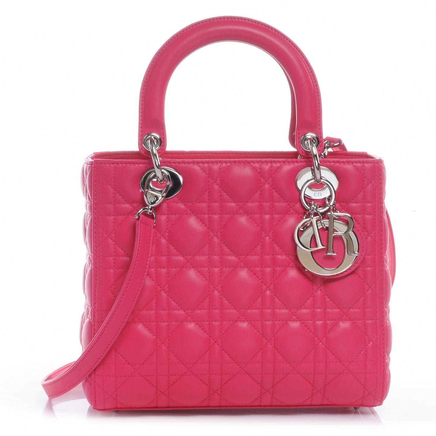 Lambskin Cannage Medium Lady Dior Hot Pink