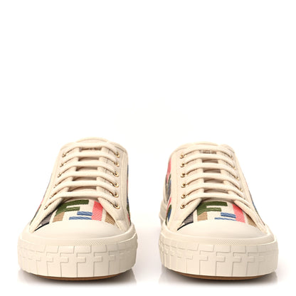 Fendi Kuban Canvas FF Womens Domino Low Top Sneakers 37 Grezzo Multicolor Latte 3 of 11