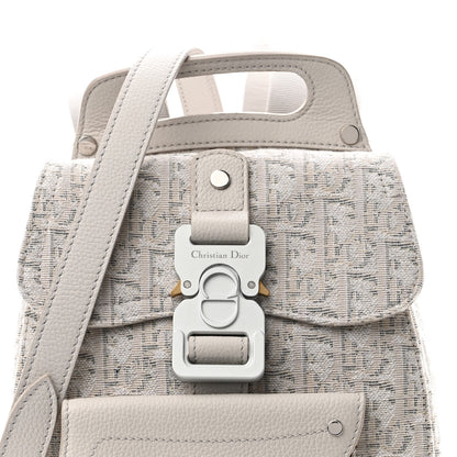 Christian Dior HOMME Oblique Jacquard Calfskin Mini Saddle Backpack Beige 7 of 10