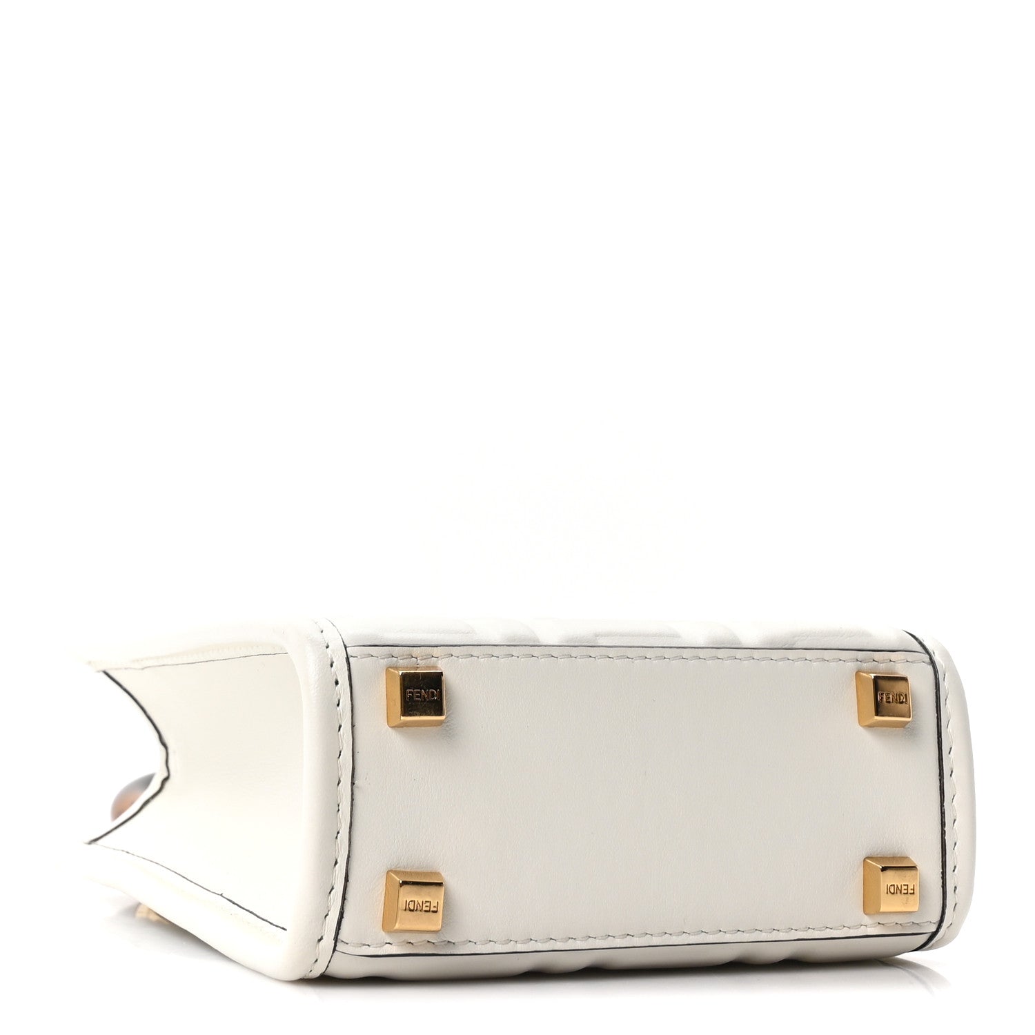 Fendi Vitello Plexiglass FF Embossed Mini Fendi Sunshine Shopper Tote White 3 of 9