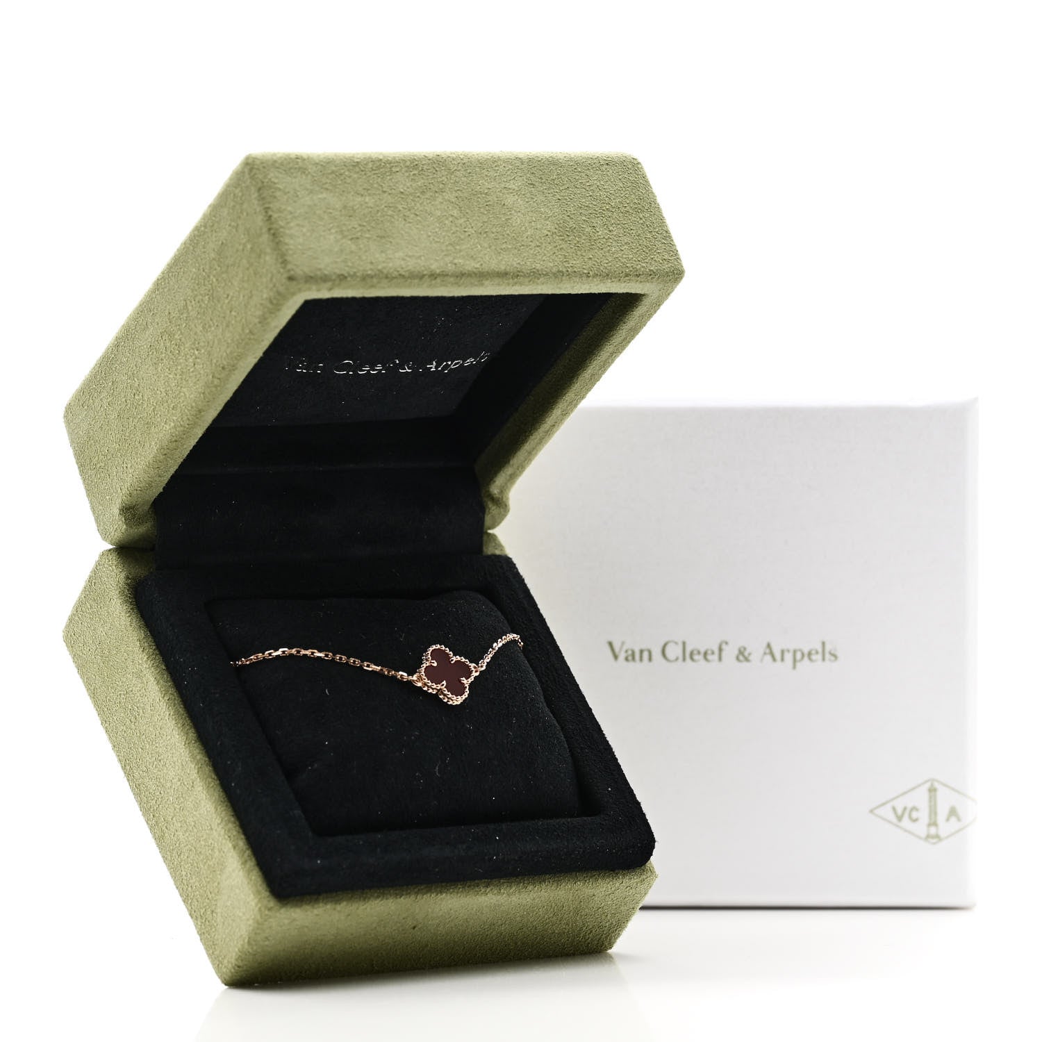 Van Cleef & Arpels 18K Rose Gold Carnelian Sweet Alhambra Bracelet 5 of 5