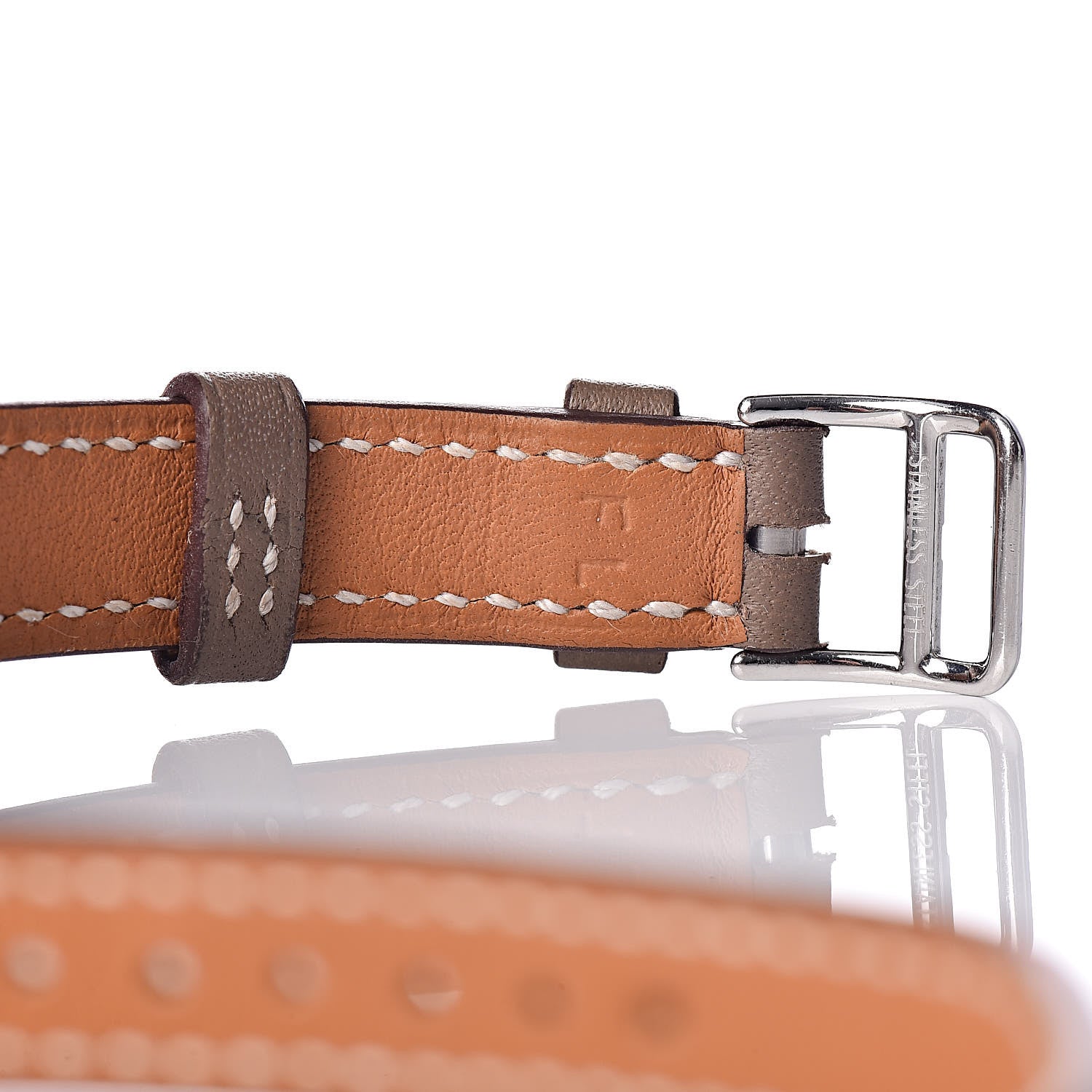 Hermes Stainless Steel Swift 20mm Cape Cod Double Tour Deux Zones Quartz Watch Etoupe 8 of 8