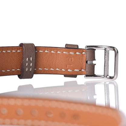 Hermes Stainless Steel Swift 20mm Cape Cod Double Tour Deux Zones Quartz Watch Etoupe 8 of 8