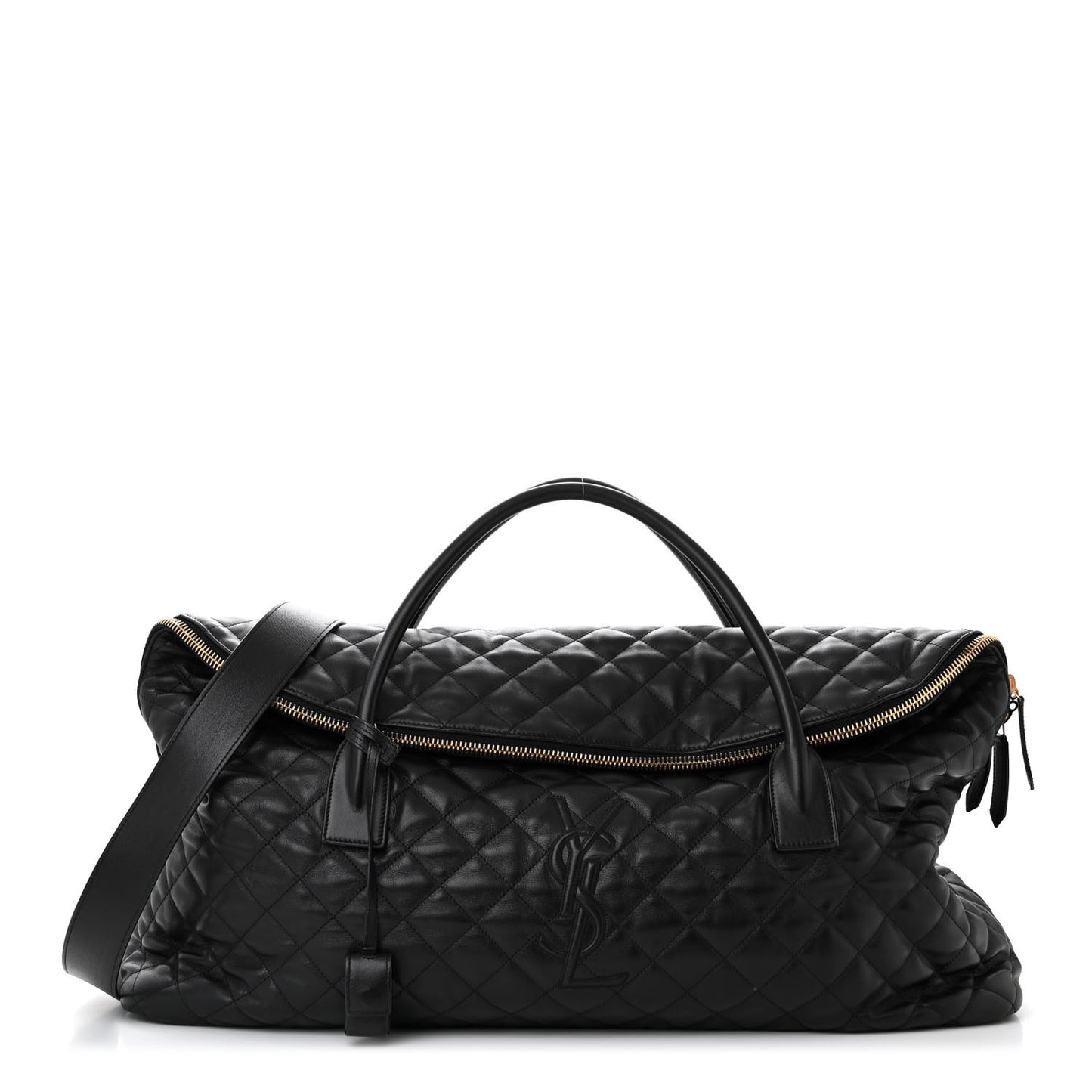 Calfskin Quilted ES Giant Travel Bag Black
