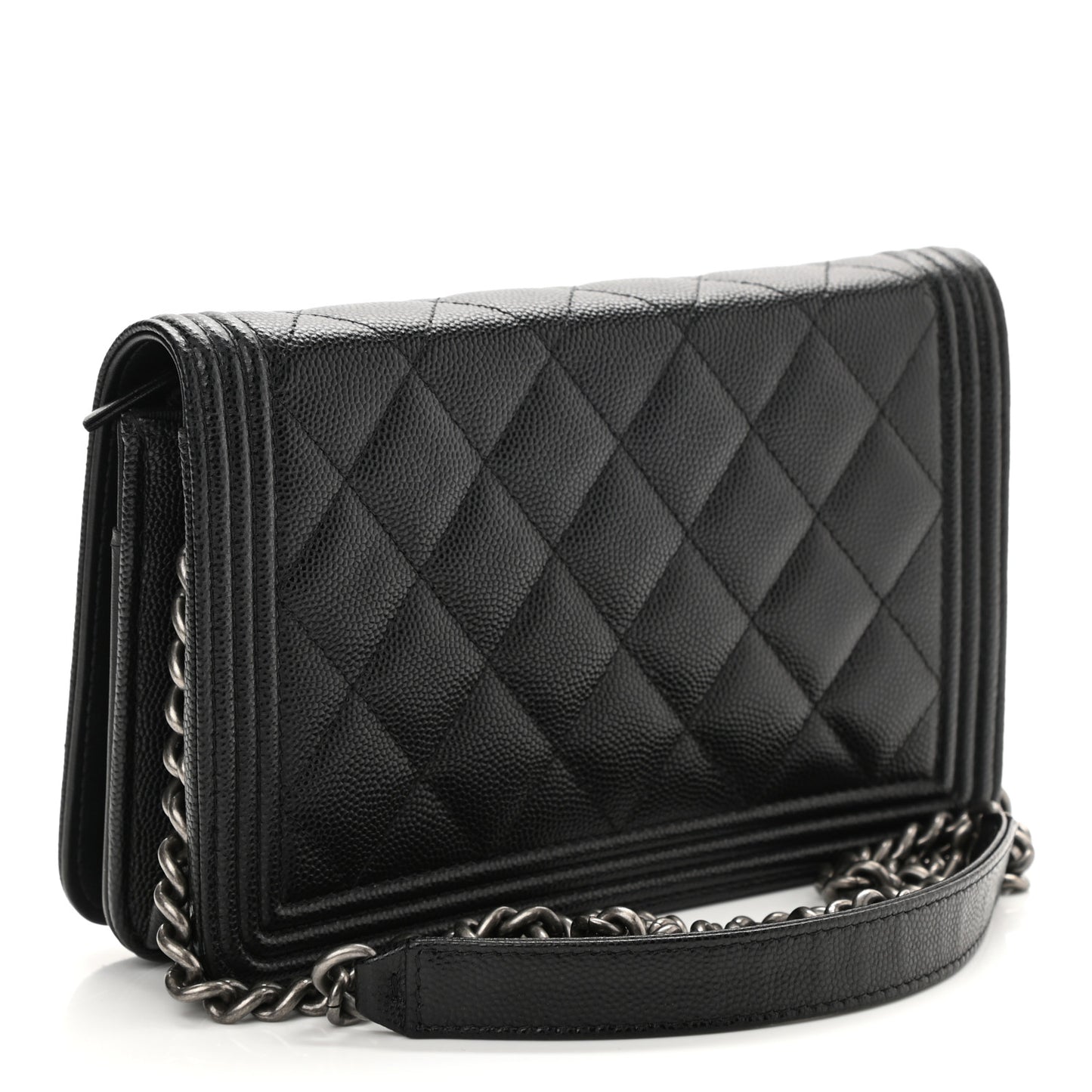 Caviar Quilted Boy Wallet On Chain WOC Black