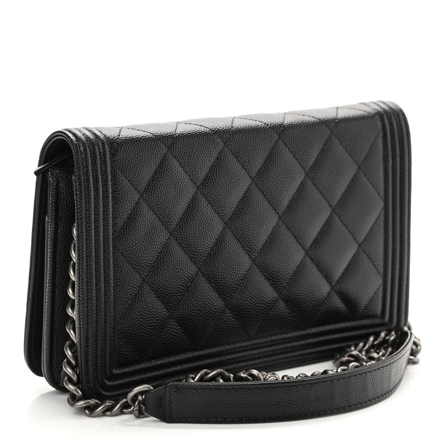 Chanel Caviar Quilted Boy Wallet On Chain WOC Black 3 of 11