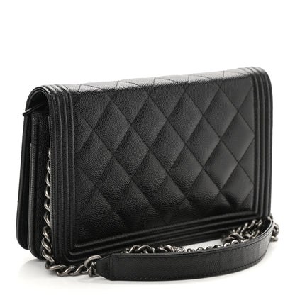 Chanel Caviar Quilted Boy Wallet On Chain WOC Black 3 of 11