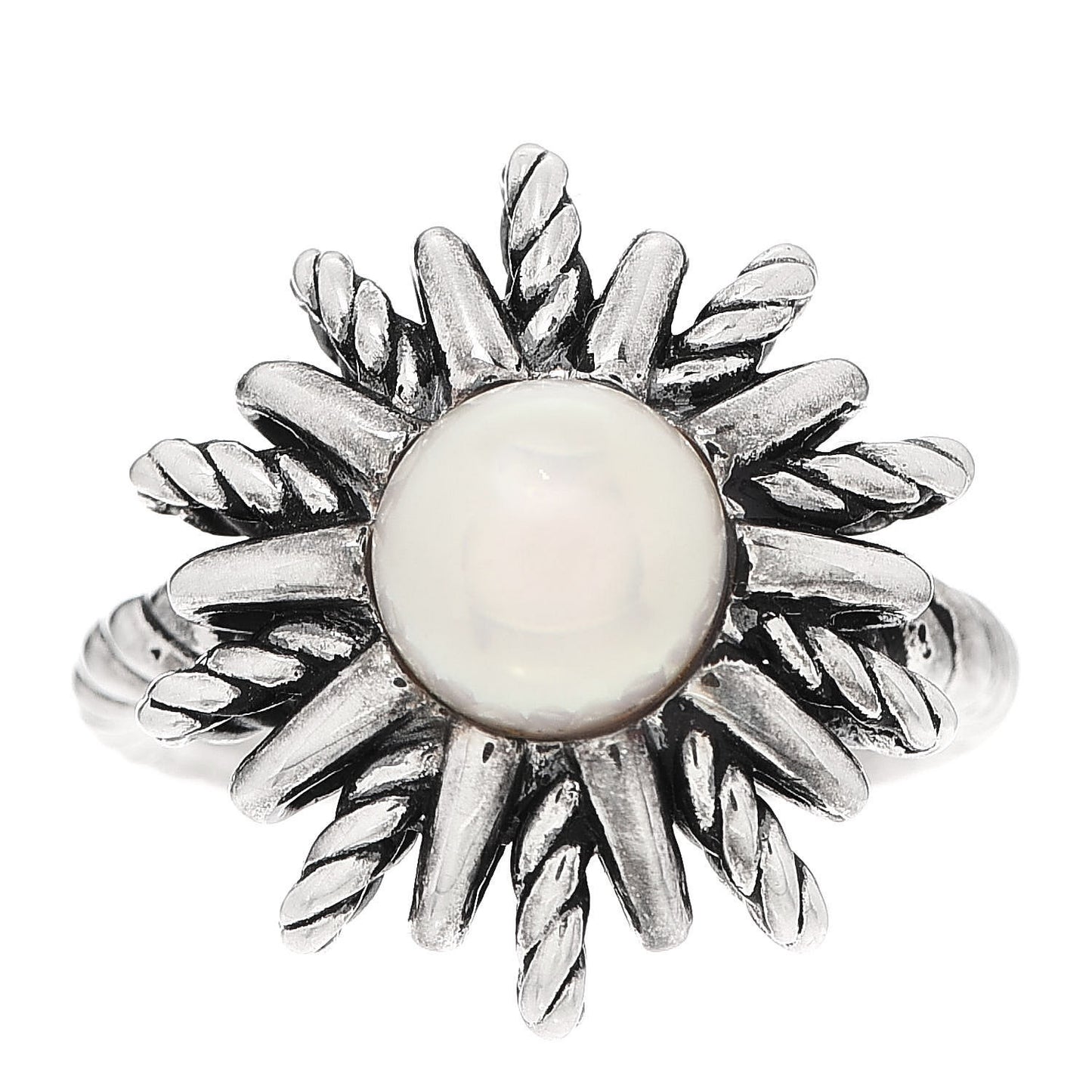 Sterling Silver Pearl Starburst Ring 49 5