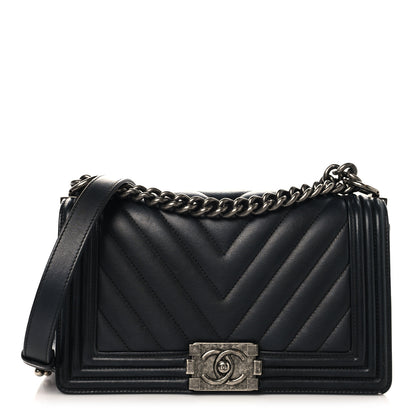 Chanel Lambskin Chevron Quilted Medium Boy Flap Black 1 of 11