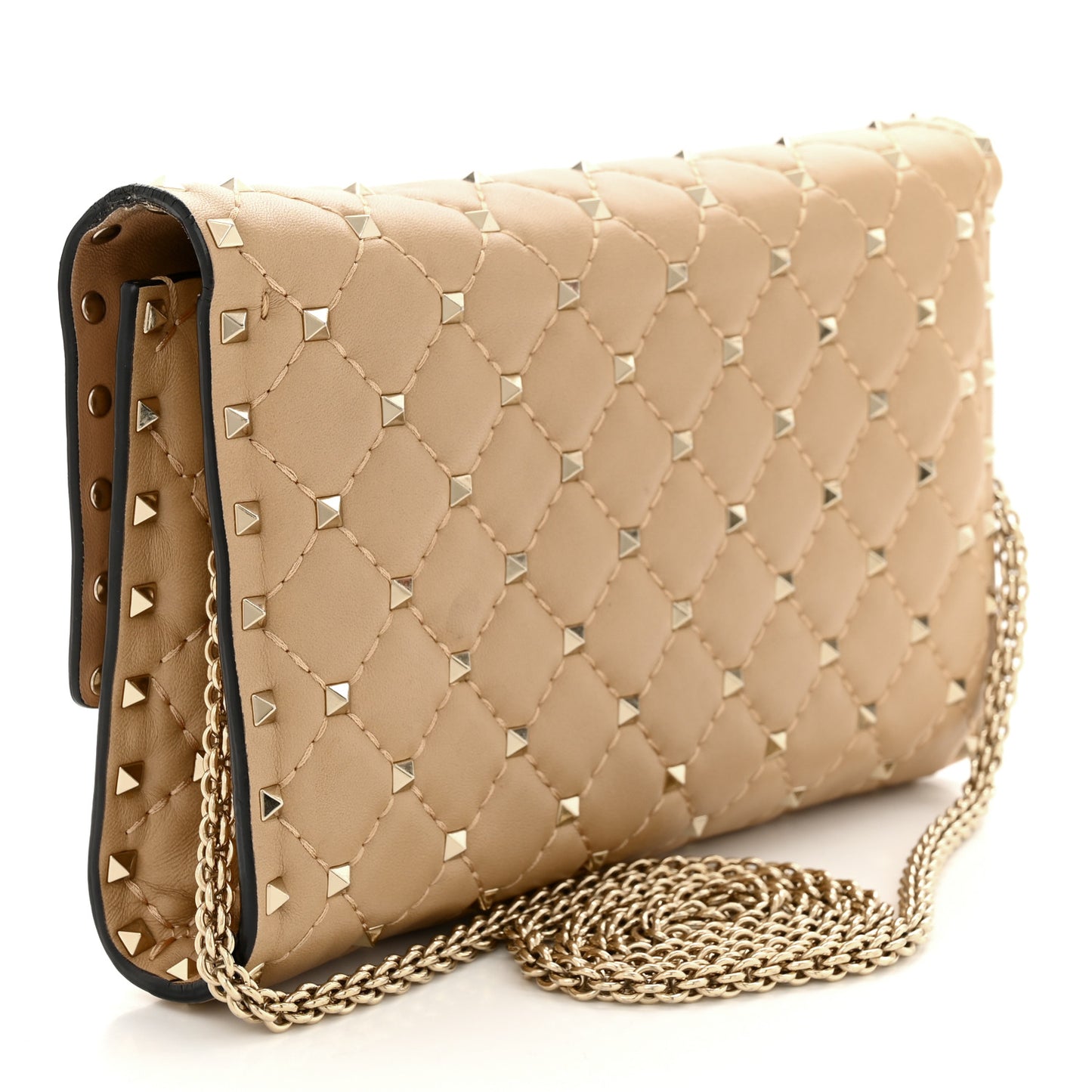 Nappa Rockstud Spike Wallet On Chain Camel Rose