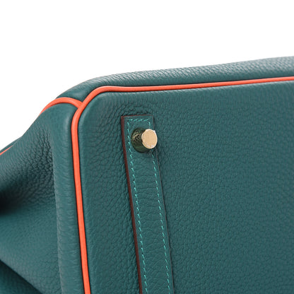 Hermes Togo Horseshoe Birkin 30 Malachite Capucine 7 of 11