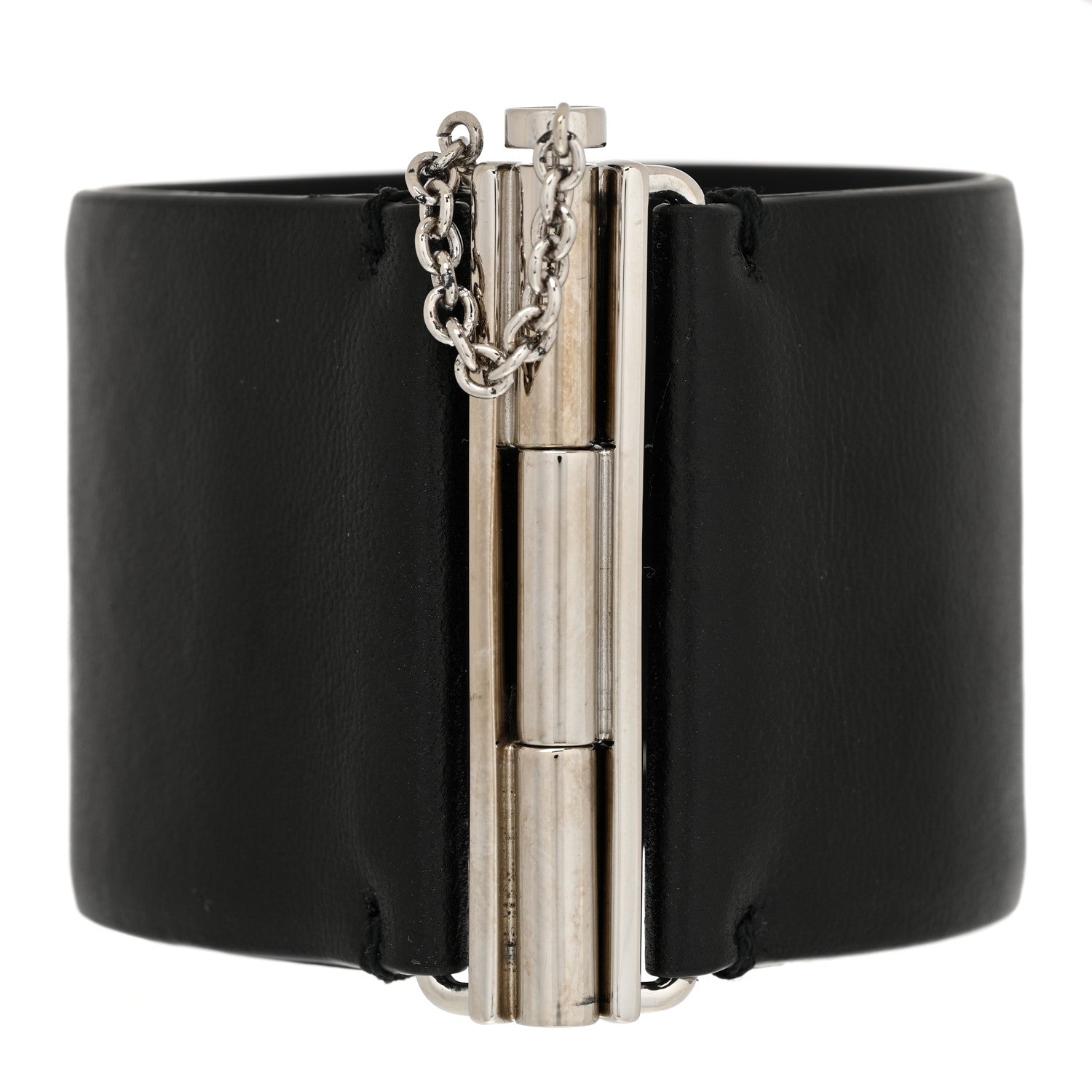 Chanel Lambskin Baguette Crystal CC Chain Cuff Bracelet M Black 3 of 5