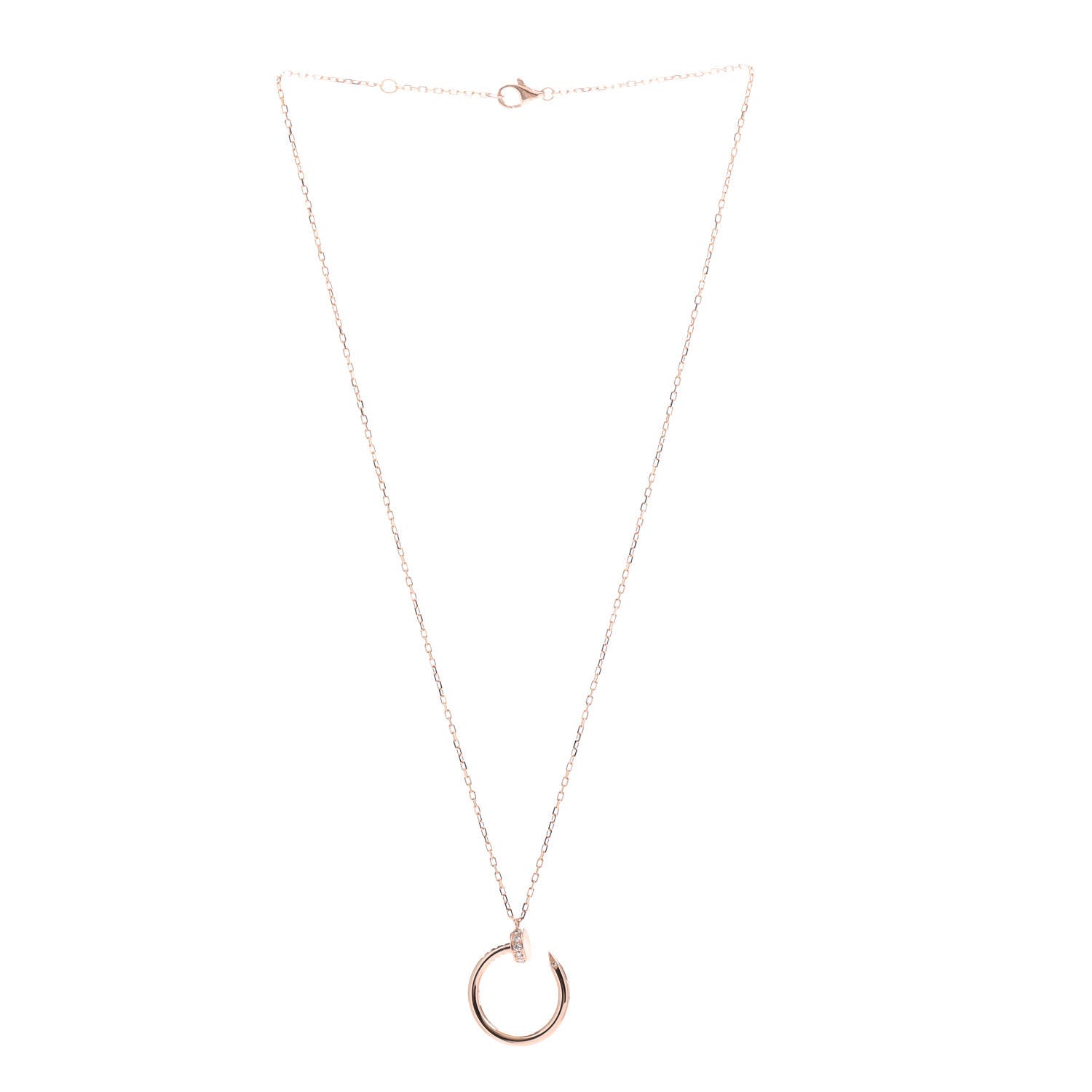 Cartier 18K Pink Gold Diamond Juste Un Clou Pendant Necklace 3 of 5
