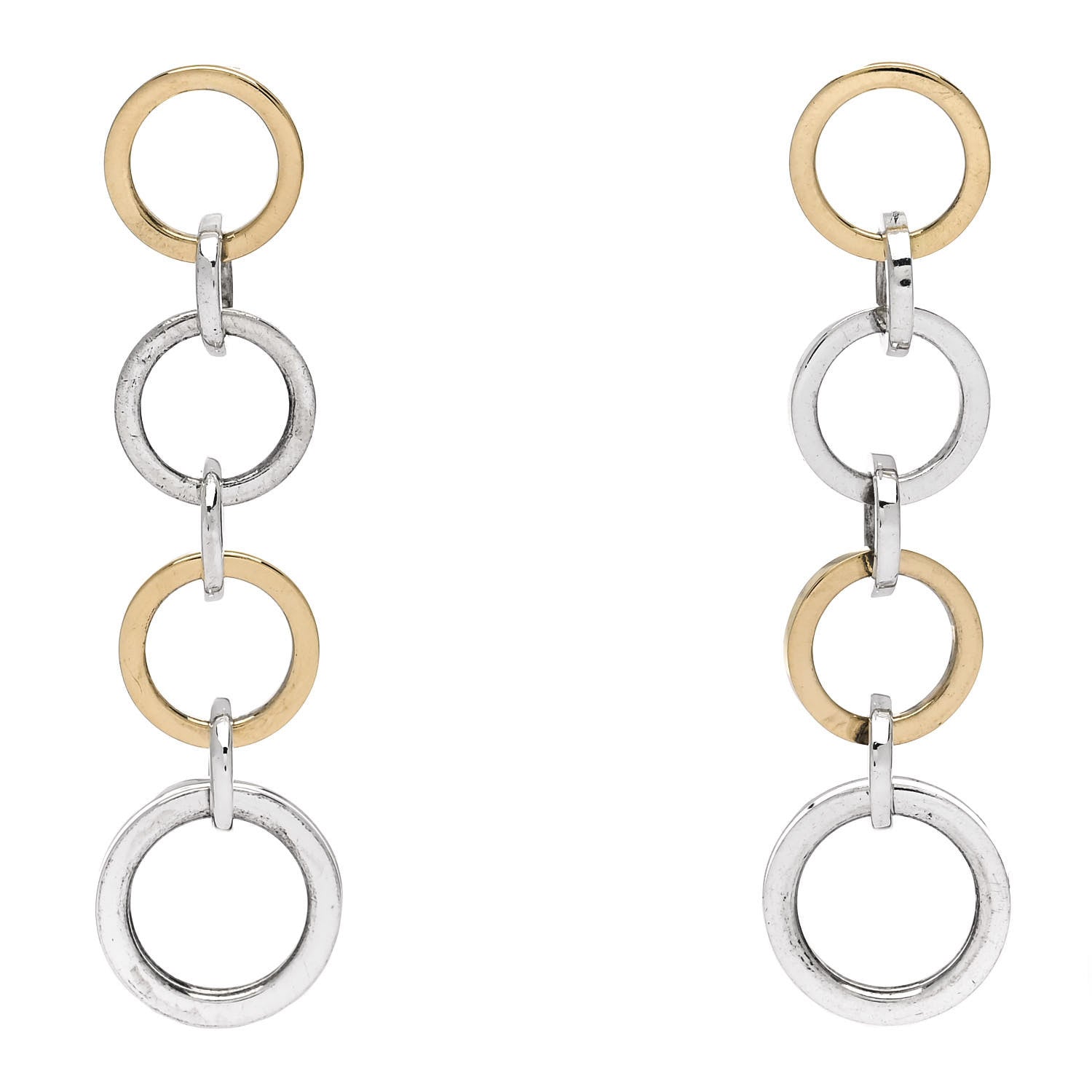 Tiffany Sterling Silver 18K Yellow Gold Multi Circle Dangle Earrings 1 of 4