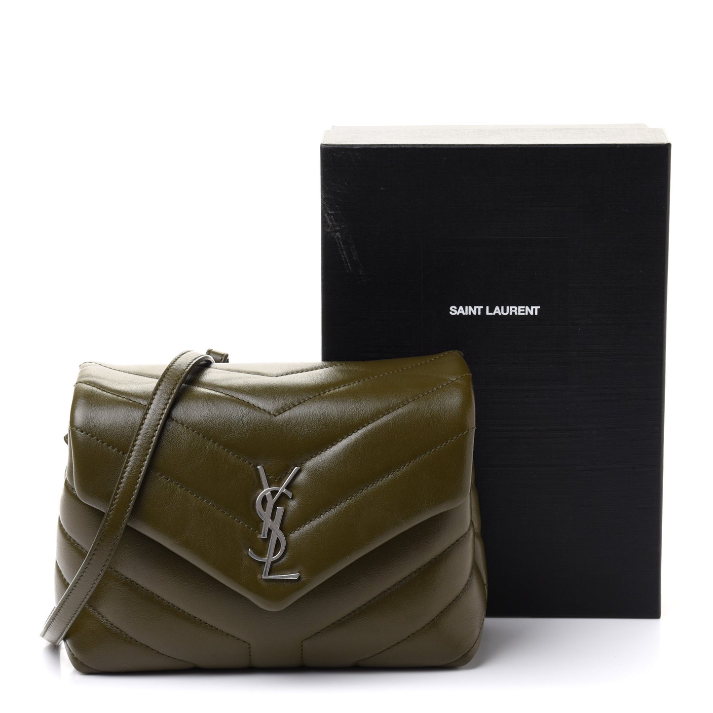Calfskin Y Quilted Monogram Toy Loulou Crossbody Bag Military Olive