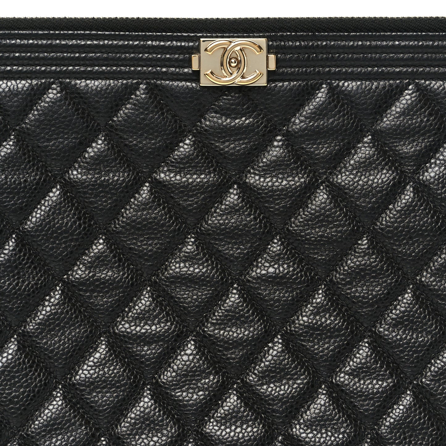 Caviar Quilted Large Boy Cosmetic Case Black Black