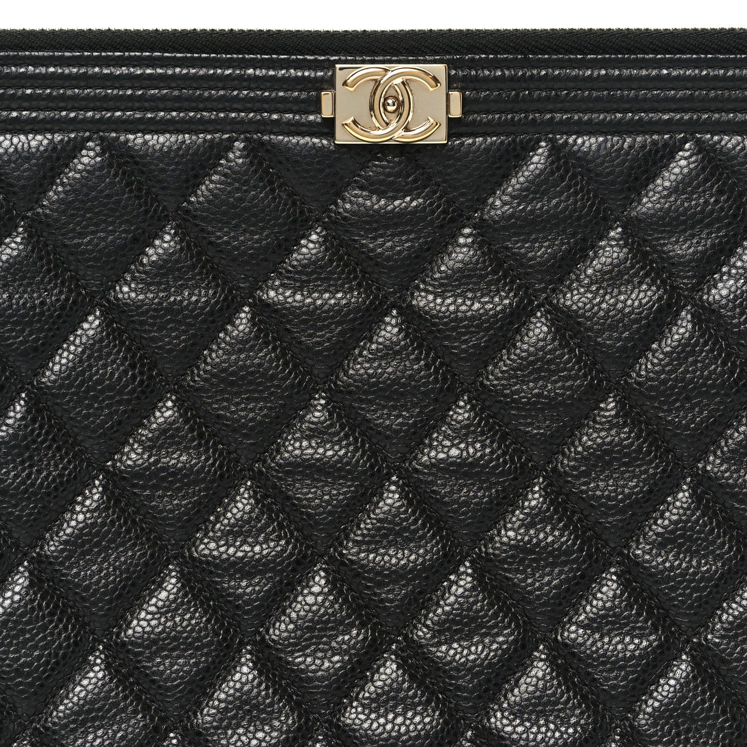 Chanel Caviar Quilted Large Boy Cosmetic Case Black Black 8 of 8