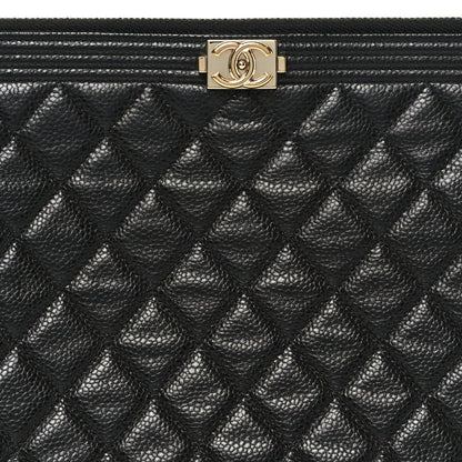Chanel Caviar Quilted Large Boy Cosmetic Case Black Black 8 of 8