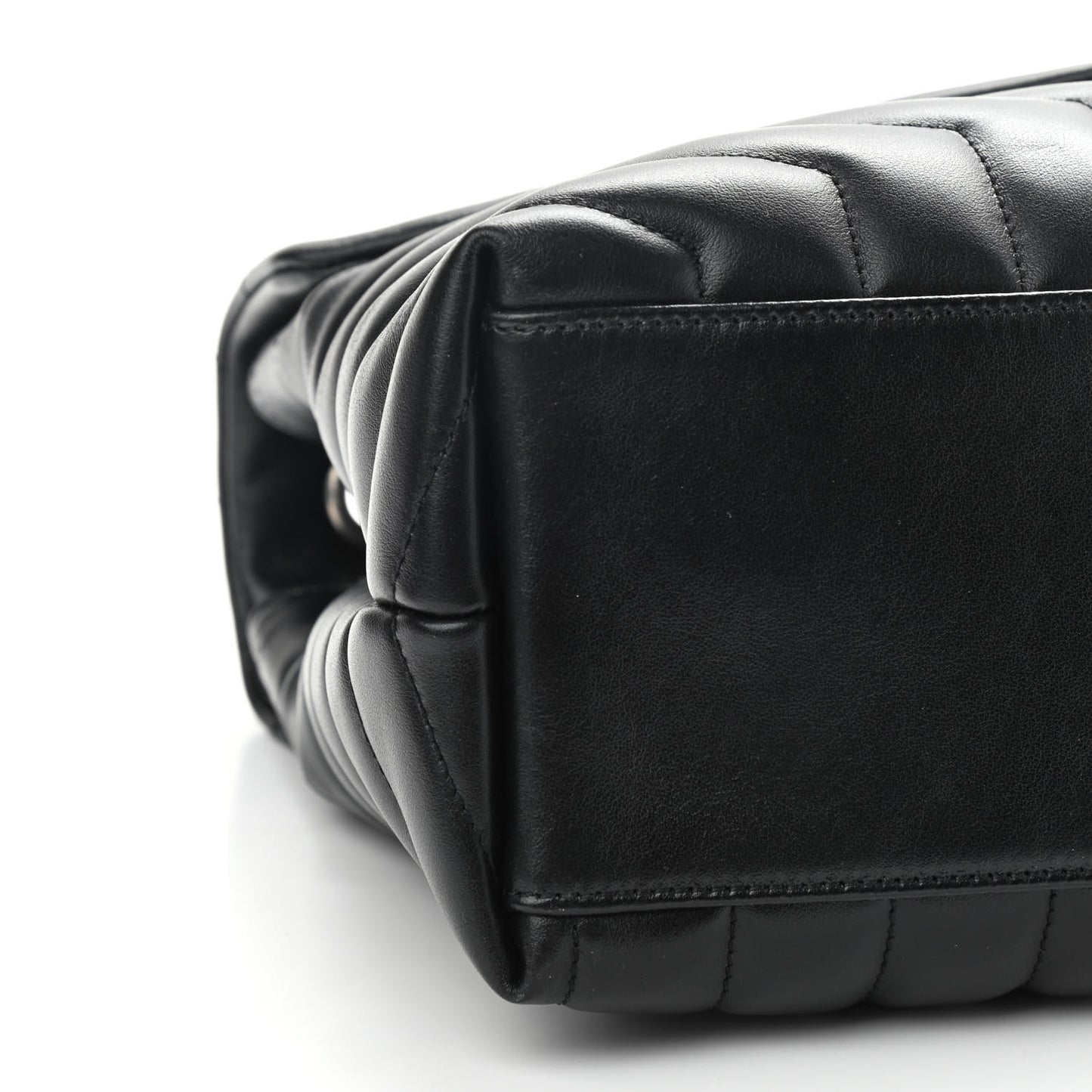 Calfskin Y Quilted Monogram Medium Loulou Chain Satchel Black