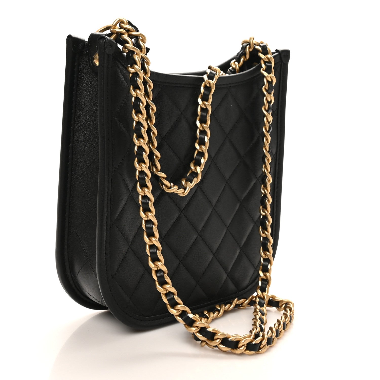 Chanel Calfskin Quilted CC Hobo Handbag Black 3 of 9