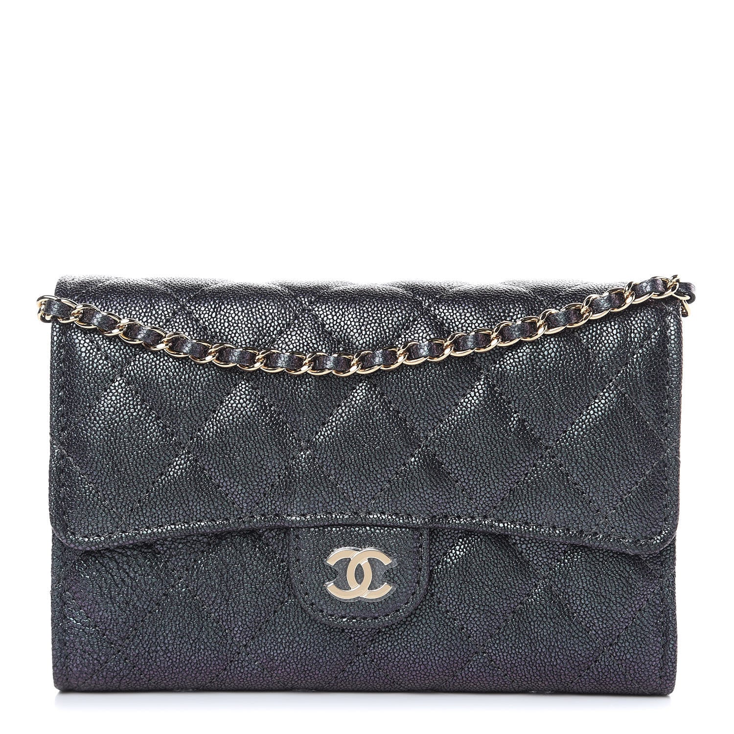 Chanel Iridescent Caviar Quilted Classic Clutch With Chain Black 1 of 11