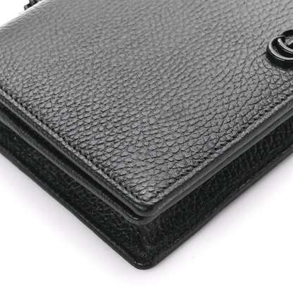Gucci Dollar Calfskin Enamel Monochrome Mini GG Marmont Chain Wallet Black 9 of 11