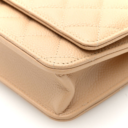 Chanel Caviar Quilted Wallet on Chain WOC Beige 10 of 11