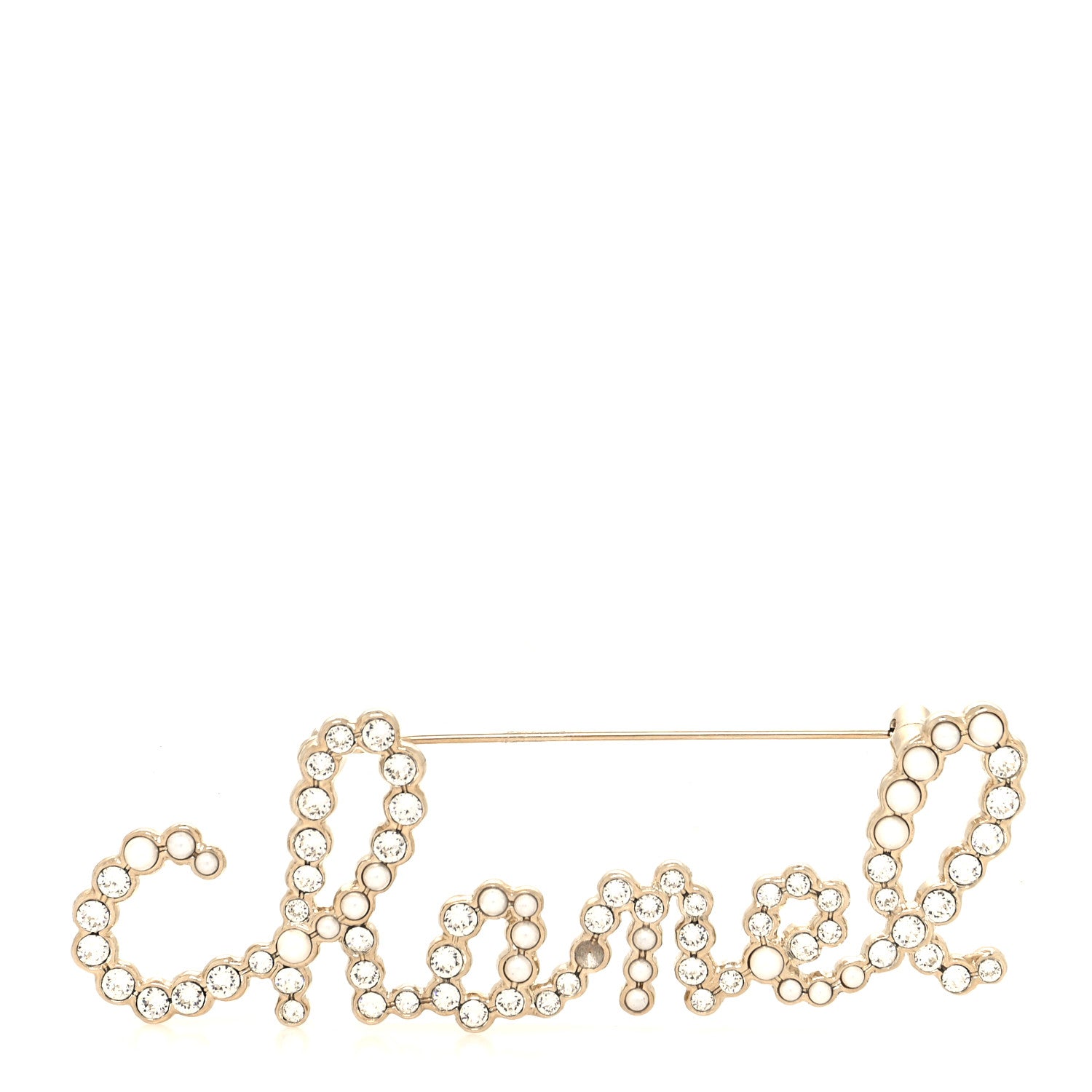 Chanel Metal Glass Swirling Pearls Brooch Pin Gold 2 of 5