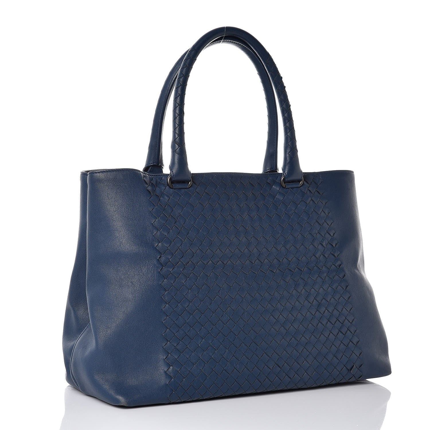 Bottega Veneta Calfskin Intrecciato Tote Dark Denim 3 of 7