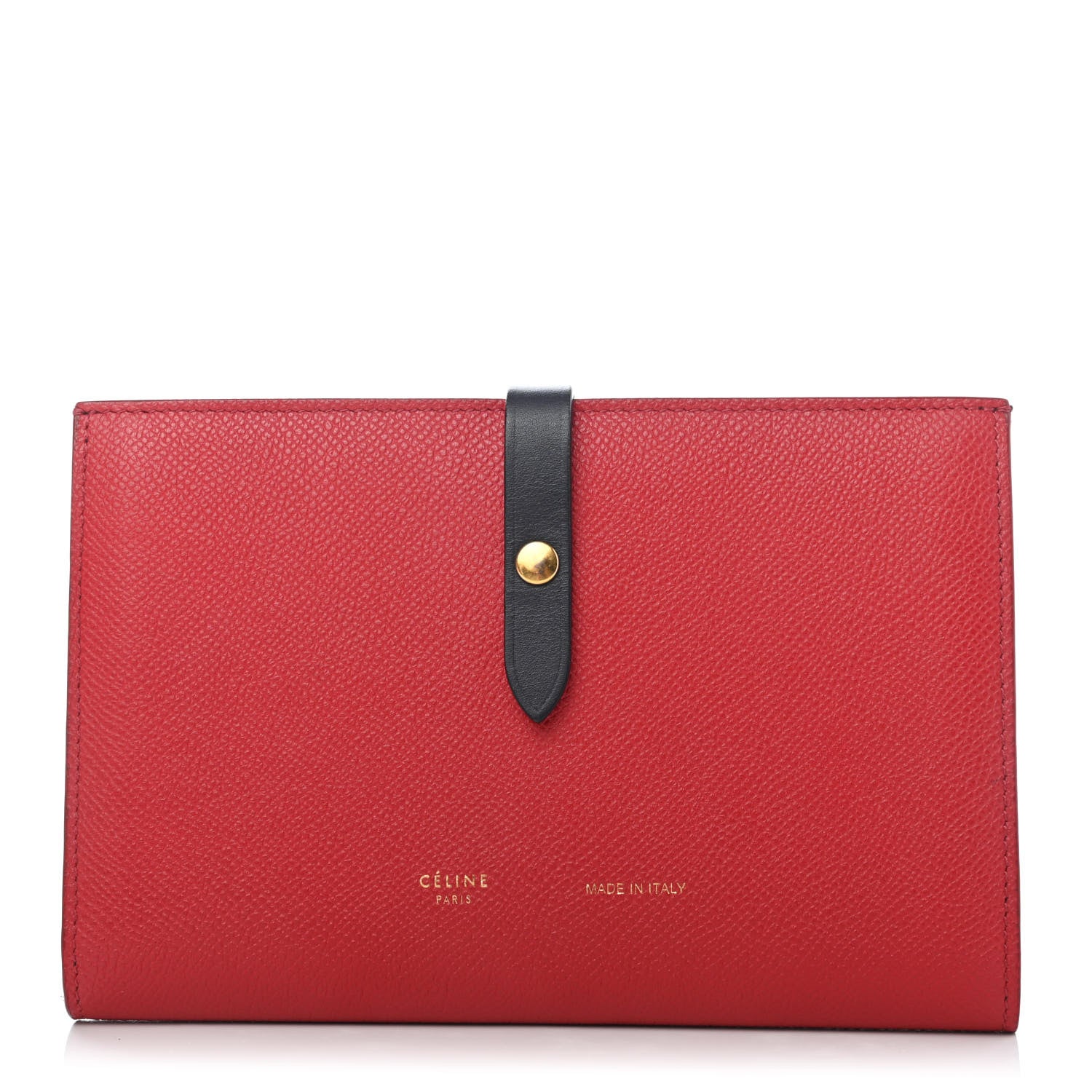 Celine Grained Calfskin Large Multifunction Strap Wallet Coquelicot 1 of 8
