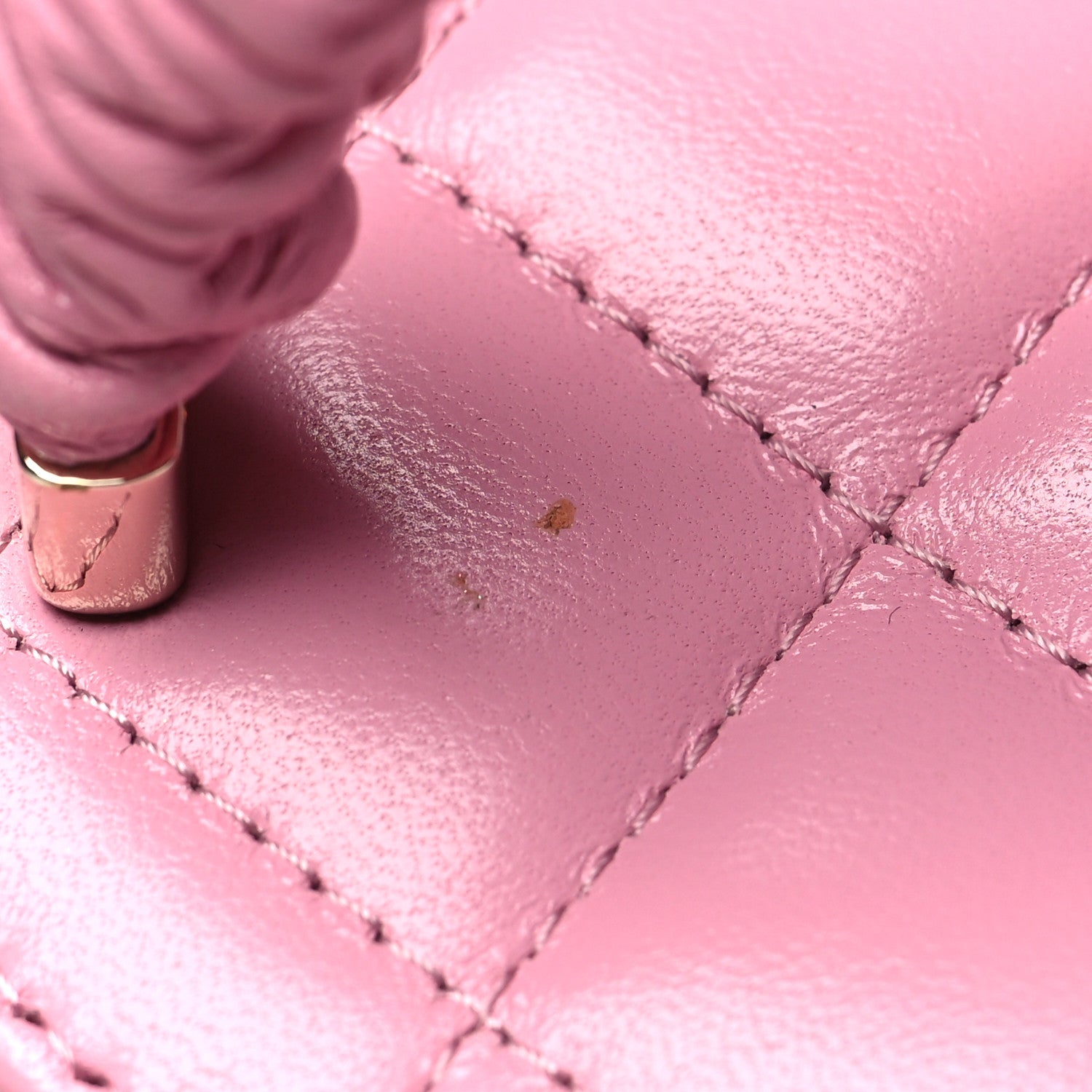 Chanel Lambskin Quilted Ruched Handle Vanity Case Pink 13 of 14