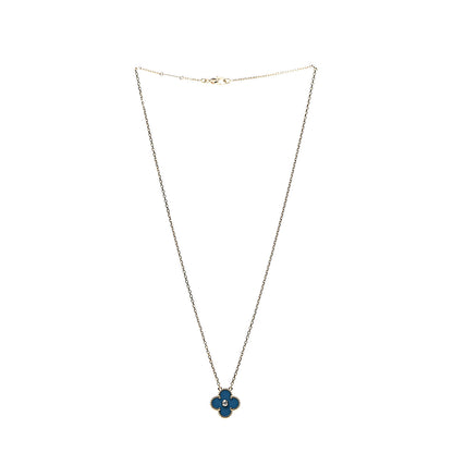 Van Cleef & Arpels 18K Yellow Gold Diamond Celestial Blue Sevres Porcelain Vintage Alhambra Pendant Necklace 2 of 7