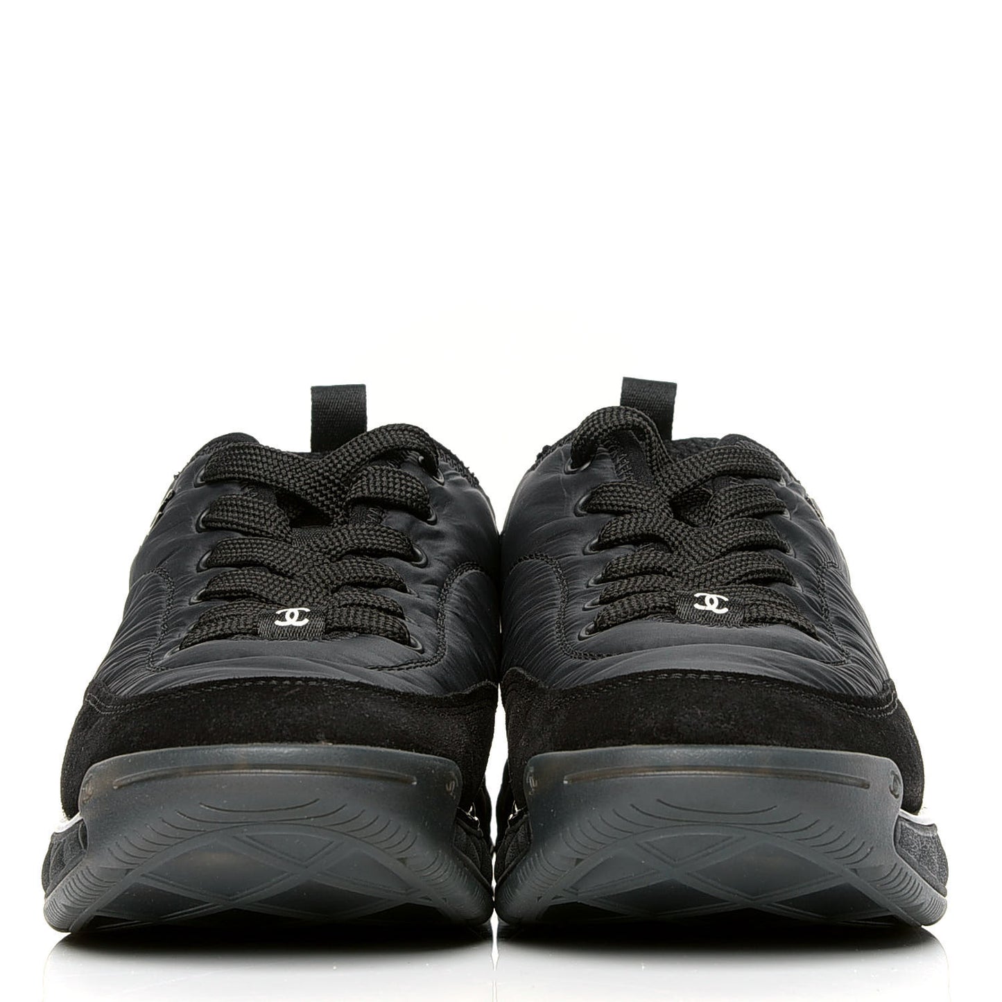 Nylon Suede Calfskin CC Sneakers 40 Black