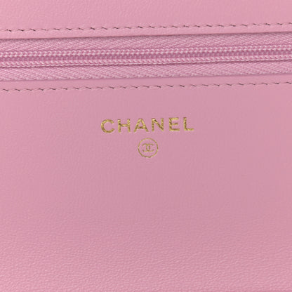 Chanel Lambskin Resin Quilted Wallet On Chain WOC Dark Pink 8 of 14
