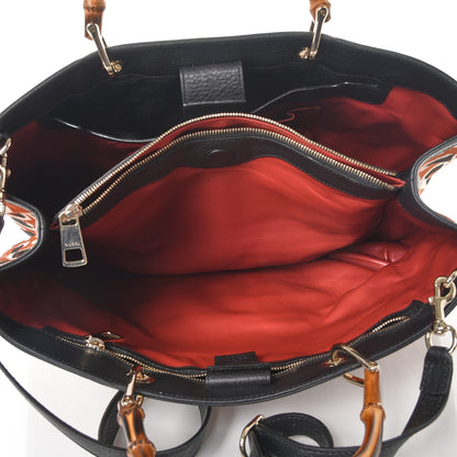 Gucci Calf Hair Leopard Print Large Bamboo Shopper Tote Red 6 of 10