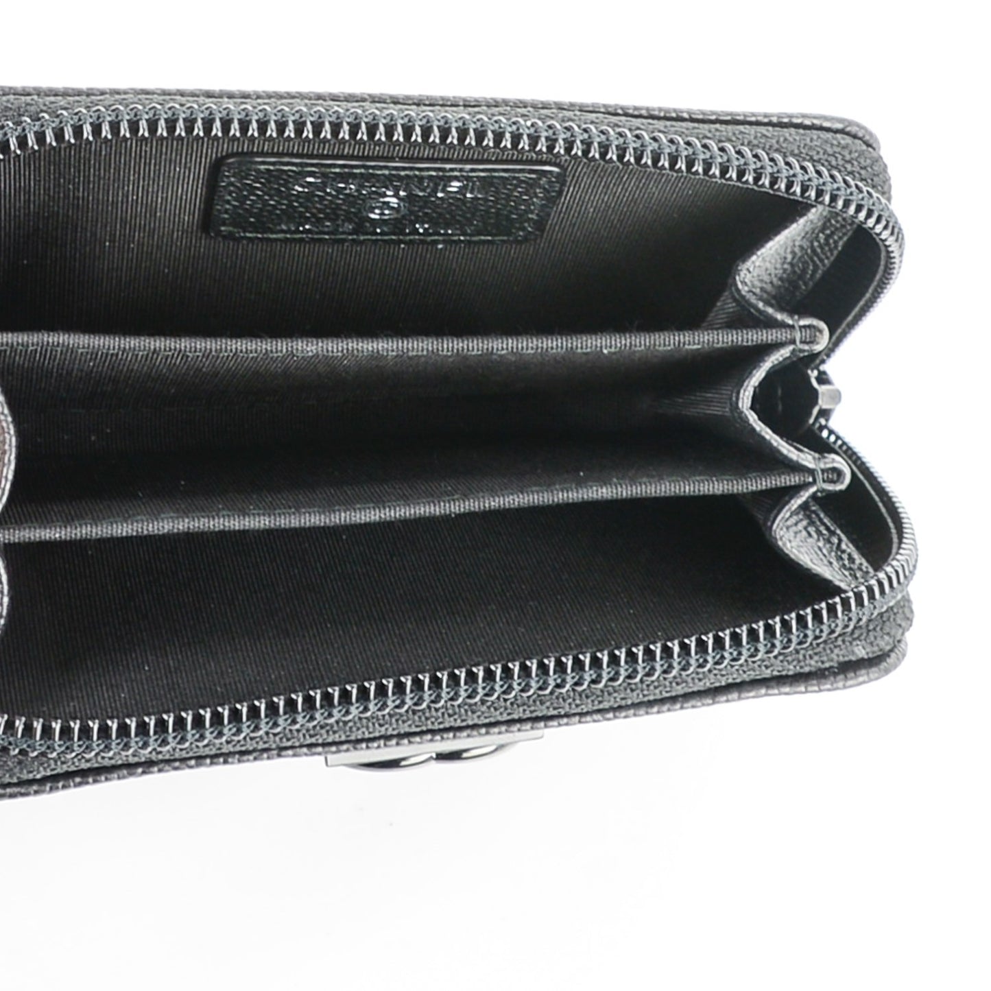 Caviar Quilted Boy Zip Around Coin Purse Wallet Black