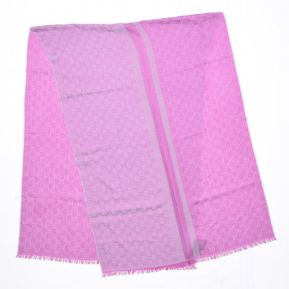 Gucci Wool Silk GG Monogram GGWeblong Fringe Scarf Shawl Zinc Pink 3 of 4