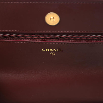 Chanel Shiny Crumpled Calfskin Quilted Chanel 19 Wallet On Chain WOC Burgundy 8 of 9