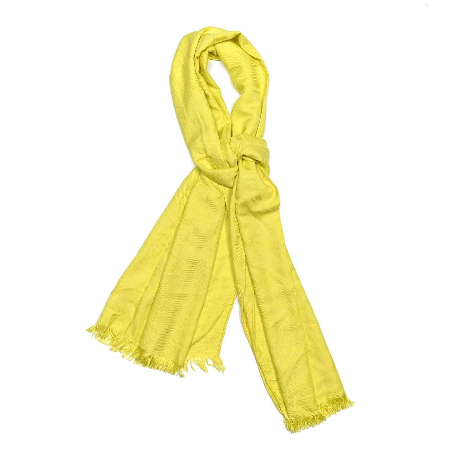Hermes Cashmere Silk Jacquard New Libris Scarf Jaune Citron 1 of 3