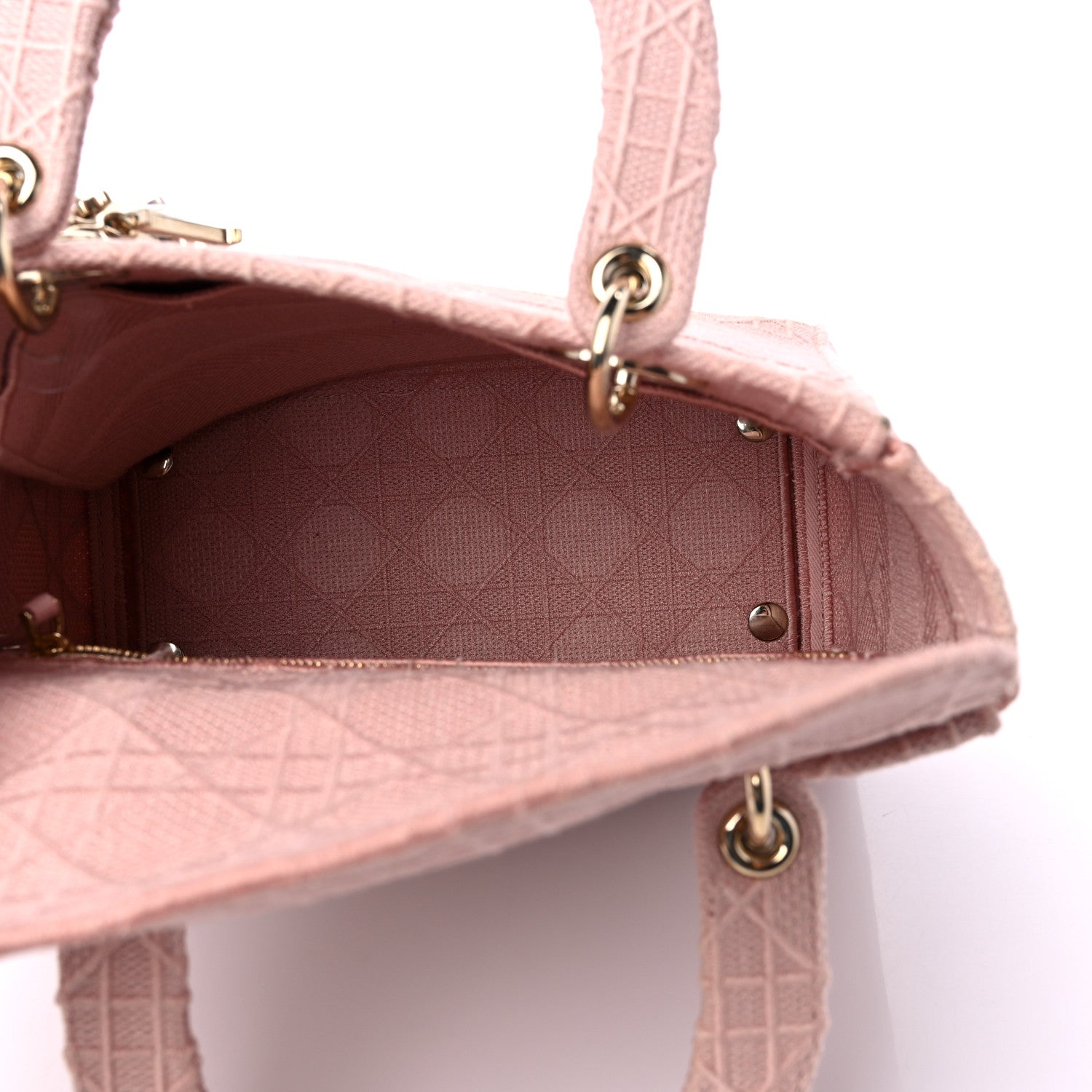Christian Dior Canvas Embroidered Cannage Medium Lady D-Lite Pink 5 of 13