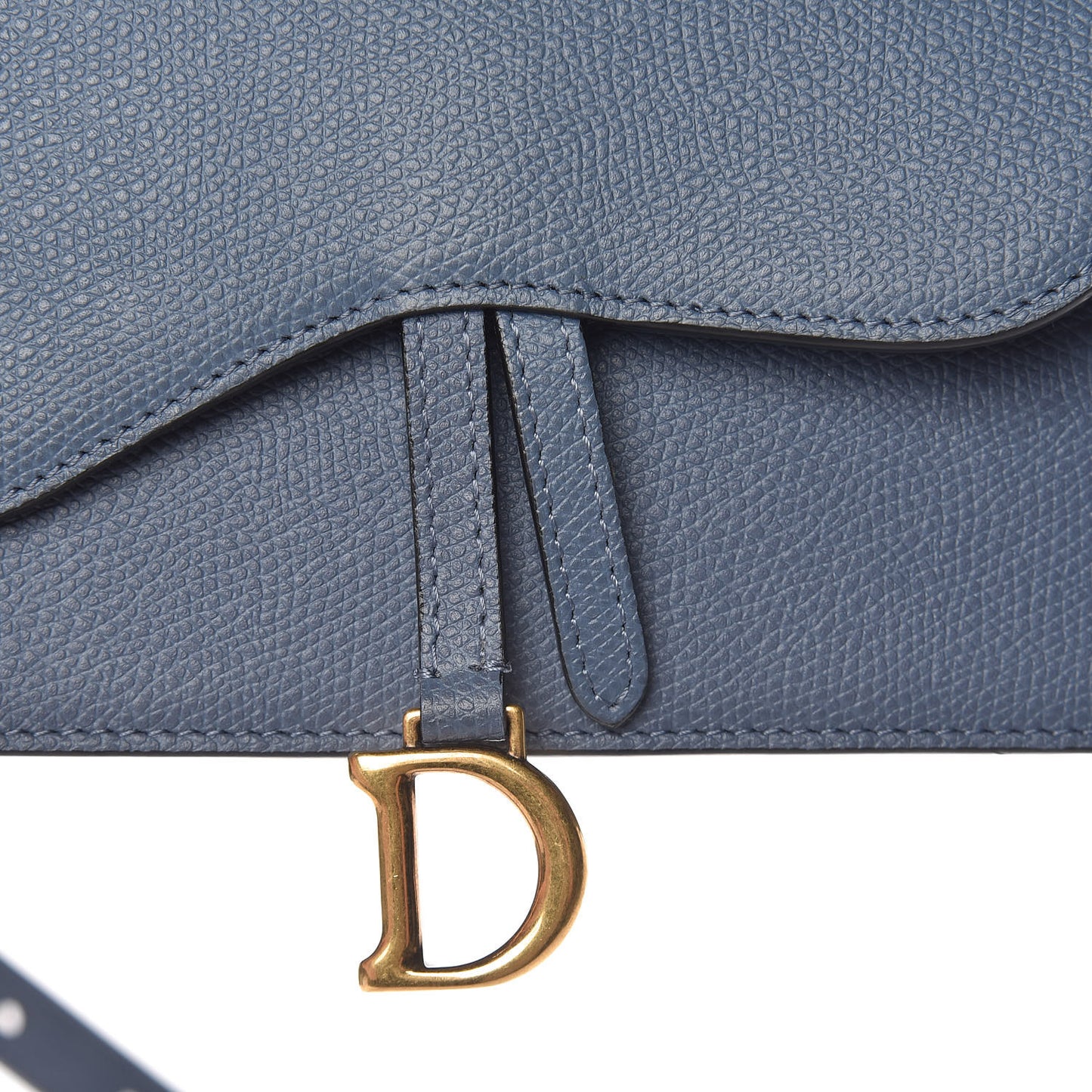 Grained Calfskin Saddle Belt Clutch Denim Blue